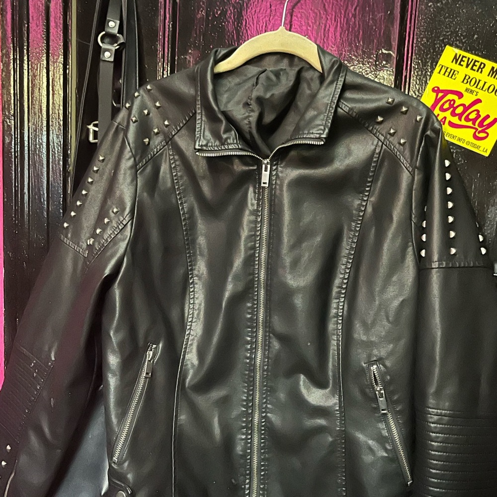 Studded faux leather black jacket